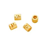 QIUMING 20pcs Gold Plated Brass 26 Letter Digital Round Spacer Beads DIY Jewelry Making Supplies Bracelets Necklace Beaded Component