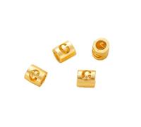 QIUMING 20pcs Gold Plated Brass 26 Letter Digital Round Spacer Beads DIY Jewelry Making Supplies Bracelets Necklace Beaded Component