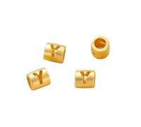QIUMING 20pcs Gold Plated Brass 26 Letter Digital Round Spacer Beads DIY Jewelry Making Supplies Bracelets Necklace Beaded Component