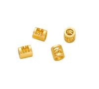 QIUMING 20pcs Gold Plated Brass 26 Letter Digital Round Spacer Beads DIY Jewelry Making Supplies Bracelets Necklace Beaded Component