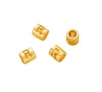 QIUMING 20pcs Gold Plated Brass 26 Letter Digital Round Spacer Beads DIY Jewelry Making Supplies Bracelets Necklace Beaded Component