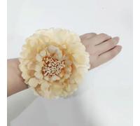 QIUMING 2Pcs 11CM Artificial Peony Wrist Corsages Hand Flower Bridesmaid Flower Bracelet Wedding Bridal Wrist Flower Accessories