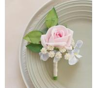 QIUMING 2Pcs Blue Boutonniere Set for Wedding Prom Artificial Rose Flower Wrist Corsage Homecoming Purple Wristlet Flower Bracelets Wedding
