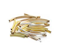 QIUMING 50-100Pcs 25-30 mm Stripe Copper Curve Tube Spacer Beads Bracelet Connectors For DIY Jewelry Crafts Making Necklace
