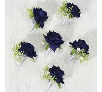 QIUMING 6PCS/set Boutonniere for Men Groom Rose Boutonniere Wedding Ceremony Anniversary Formal Dinner Party Fall Rustic