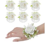 QIUMING 6PCS/set Boutonniere for Men Groom Rose Boutonniere Wedding Ceremony Anniversary Formal Dinner Party Fall Rustic