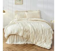 QIUMING Bohemian Wrinkle Fluffy Duvet Cover Set All Seasons Bedding Set with Quilt Cover and Pillowcase Double Queen Comforter Cover Set