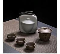 QIUMING Ceramic Portable Travelling Tea Set Outdoor Camping Tea Set One Pot Three Cups Set