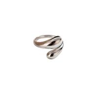 QIUMING Stainless Steel Smooth Double Ball Beads Rings For Woman Open Gold Color Geometric Wedding Couple Rings Aesthetic Jewelry Gifts