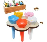 Qiumyanlod Bee Drinking Cup,Bee Cups for Garden,Bee Waterer Station,Bee Water Catcher Cups for Thirsty Pollinators,Bee Bath,Colorful Resin Flower Shape Bee Insect Cup Garden Sculpture Stakes Decor