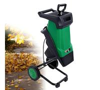 QIUNAOZI 2400W Electric Wood Chipper, Garden Tree Branch Crusher Machine, 4500 rpm, 40mm Cutting Capacity, Reinforced Rotary Double Blade, with 50L Collection Bag, for Lawn and Garden Use