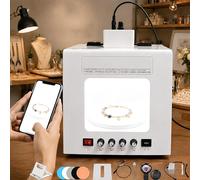 QIUNAOZI Adjustable Turntable Premium Photo Studio, Professional Jewelry Photography Light Box Kit, Hanging Bracket, 4pcs Fill Lights, Adjustable Brightness, for Jewelry, Small Items White-TB30