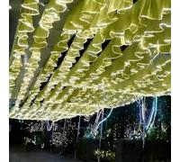QIUNAOZI Creative Light Strip, Illuminated Wedding Ceiling Curtain, 100 Meters Long, 5 Sections, 20m, Universal For All Seasons, for Weddings/Party Greenveilwhitelight-90cmheight