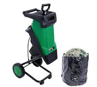 QIUNAOZI Garden Mulcher, 2400W Tree Branch Crushing Machine, Overload/Blockage Protection, 40mm Cutting Capacity, 4500rpm, Reinforced Rotary Double Blade, for Composting and Yard Waste