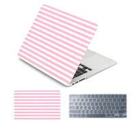 QIUPINGLI Compatible with MacBook Neo Case 13 inch 2026 Model A3404 with A18 Pro Chip Case,Anti-Scratch Laptop Hard Shell,Sturdy Protective Laptop Hard Shell & Keyboard Cover(Soft Pink-White Stripes)