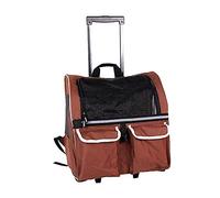 qiuqiu Pet Trolley, Double Wheel Trolley Bag Dog Portable Bag In Case Breathable Backpack for Cats And Dogs Tug Travel Safety Luggage-Brown