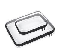 Qiuruoo 2 PCS Clear Hard Shell Zipper Case, Hard Plastic Zipper Pouches, White, small,large