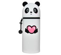 QIURUYUE Kawaii Pencil Case, 2-in-1 Soft Silicone Bag - Table Pen Holder, Zipper, Silicone, Pen Bag Colored Pencils Marker, H 18.5 cm, black