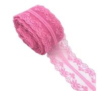 QIUSHIBO Lace 10yards/lot 40mm Bilateral Handicrafts Embroidered Lace Fabric Trim Lace Ribbon Decoration DIY Sewing Crafts Lace Ribbon(Rose)