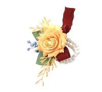 QIUSHIBO Wrist Corsages For Weddings Orange Wrist Corsage Wedding Bracelet For Bridesmaid Unique Silk Wrist Corsage Bridesmaid Sisters Hand Flowers Men Boutonniere Corsage(A2 Wrist Flower)
