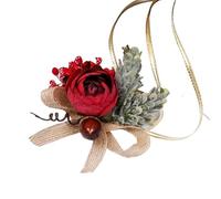 QIUSHIBO Wrist Corsages For Weddings Wrist Corsage Bridesmaid Sisters Handmade Hemp Rope Hand Flower Artificial Silk Rose Ribbon Bracelet Wedding Dancing Party Decor Corsage(05)
