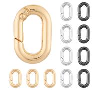 QIUTIMIY 12PCS 15mm Small Carabiner Spring Hooks Metal Oval Clip for Purse Keychain Replacement,Climbing Hiking(Multicolor)