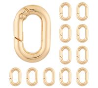 QIUTIMIY 12PCS 15mm Small Carabiner Spring Hooks Metal Oval Clip for Purse Keychain Replacement,Climbing Hiking(Gold)