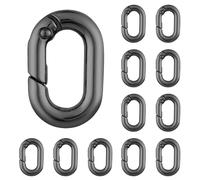 QIUTIMIY 12PCS 15mm Small Carabiner Spring Hooks Metal Oval Clip for Purse Keychain Replacement,Climbing Hiking(Black)
