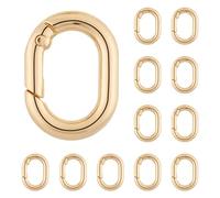 QIUTIMIY 12PCS 20mm Small Carabiner Spring Hooks Metal Oval Clip for Purse Keychain Replacement,Climbing Hiking(Gold)