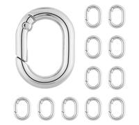 QIUTIMIY 12PCS 20mm Small Carabiner Spring Hooks Metal Oval Clip for Purse Keychain Replacement,Climbing Hiking(Silver)