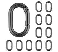 QIUTIMIY 12PCS 25mm Small Carabiner Spring Hooks Metal Oval Clip for Purse Keychain Replacement,Climbing Hiking(Black)