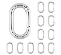 QIUTIMIY 12PCS 25mm Small Carabiner Spring Hooks Metal Oval Clip for Purse Keychain Replacement,Climbing Hiking(Silver)