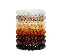 QIUTIMIY Coil Hair Ties for Thick Ponytail Holder Women No Crease Hair Ties Phone Cord Hairties with Plastic Spiral(Colourful Style 1)