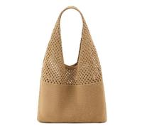 QIUTIMIY crochet mesh beach shoulder bags,Boho summer holiday crossbody bag knitting shoulder bag for women，Brown