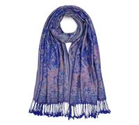 QIUTIMIY Paisley Pashmina Shawl Wrap Women Reversible Vintage Jacquard Pashmina Rave Scarf with Fringe for Evening, Wedding, Flower7-royal Blue, 200 * 70 cm