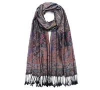 QIUTIMIY Paisley Pashmina Shawl Wrap Women Reversible Vintage Jacquard Pashmina Rave Scarf with Fringe for Evening,Wedding（Flower7-Black）