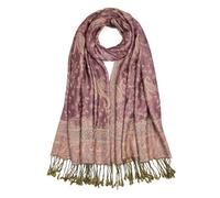 QIUTIMIY Paisley Pashmina Shawl Wrap Women Reversible Vintage Jacquard Pashmina Rave Scarf with Fringe for Evening, Wedding, Flower1-p Pink, 180 * 70 cm