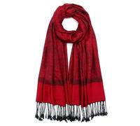QIUTIMIY Paisley Pashmina Shawl Wrap Women Reversible Vintage Jacquard Pashmina Rave Scarf with Fringe for Evening, Wedding, Flower3-bright Red, 180 * 70 cm