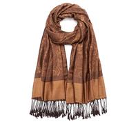 QIUTIMIY Paisley Pashmina Shawl Wrap Women Reversible Vintage Jacquard Pashmina Rave Scarf with Fringe for Evening,Wedding（Flower3-Brown）