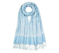 QIUTIMIY Paisley Pashmina Shawl Wrap Women Reversible Vintage Jacquard Pashmina Rave Scarf with Fringe for Evening, Wedding, Flower3-light Blue, 180 * 70 cm
