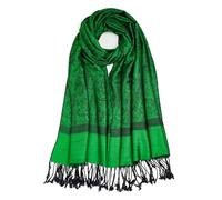 QIUTIMIY Paisley Pashmina Shawl Wrap Women Reversible Vintage Jacquard Pashmina Rave Scarf with Fringe for Evening, Wedding, Flower3-green, 180 * 70 cm