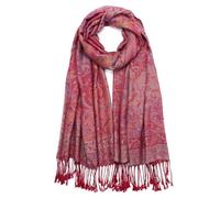 QIUTIMIY Paisley Pashmina Shawl Wrap Women Reversible Vintage Jacquard Pashmina Rave Scarf with Fringe for Evening,Wedding（Flower7-Red）