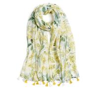 QIUTIMIY Scarf for Women Lightweight Soft Floral Leopard Printed Scarves Fall Winter Fashion Shawl Wrap with Fringe, Flower-yellow Green, 180 * 85cm