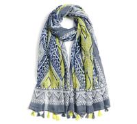 QIUTIMIY Scarf for Women Lightweight Soft Floral Leopard Printed Scarves Fall Winter Fashion Shawl Wrap with Fringe, Grey Yellow, 180 * 85cm