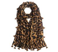 QIUTIMIY Scarf for Women Lightweight Soft Leopard Printed Scarves Fall Winter Fashion Shawl Wrap with Fringe(Leopard Brown)
