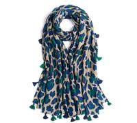 QIUTIMIY Scarf for Women Lightweight Soft Leopard Printed Scarves Fall Winter Fashion Shawl Wrap with Fringe(Leopard Green)