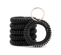 QIUTIMIY Spiral Keychain Stretchy Wrist Coil Bracelet Key Chain Waterproof Wristlet Key Holder for Pool, Sauna, Sports, Gym, Rgfr-black, Standard