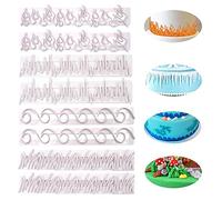 QIUUE Flame Cake Molds 8 Pieces Fondant Embossing Mold Plastic Cookie Cutters for Baking (QNBB008)