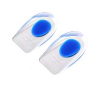 Qiuyan 1 Pair Gel Heel Cups Plantar Fasciitis Inserts Pads for Heel Pain, Bone Spur & Achilles Pain -Blue, S