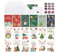 Qiuyan 18 PCS Christmas Greeting Cards, Gold Foil Holiday Cards with Envelopes and Stickers 18 Different Christmas Element Designs